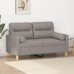 Canapea cu 2 locuri cu pernuțe, gri taupe, 120 cm, textil GartenMobel Dekor