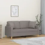 Canapea cu 2 locuri cu pernuțe, gri taupe, 140 cm, textil GartenMobel Dekor