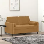 Canapea cu 2 locuri cu pernuțe, maro, 120 cm, catifea GartenMobel Dekor