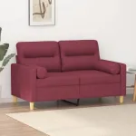 Canapea cu 2 locuri cu pernuțe, roșu vin, 120 cm, textil GartenMobel Dekor