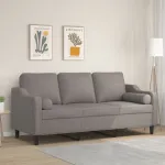 Canapea cu 3 locuri cu pernuțe, gri taupe, 180 cm, textil GartenMobel Dekor