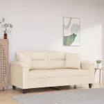 Canapea cu 2 locuri, cu perne, bej, 140 cm, microfibră GartenMobel Dekor