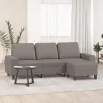 Canapea cu 3 locuri și taburet, taupe, 180 cm, material textil GartenMobel Dekor