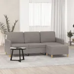 Canapea cu 3 locuri și taburet, taupe, 180 cm, material textil GartenMobel Dekor