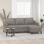 Canapea cu 3 locuri și taburet, taupe, 180 cm, material textil GartenMobel Dekor