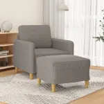 Fotoliu canapea cu taburet, taupe, 60 cm, material textil GartenMobel Dekor