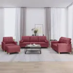 Set canapea cu perne, 4 piese, roșu vin, material textil GartenMobel Dekor