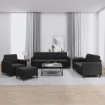 Set de canapele, 4 piese, negru, catifea GartenMobel Dekor