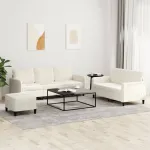 Set de canapele, 3 piese, crem, catifea GartenMobel Dekor