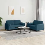 Set de canapele cu perne, 2 piese, albastru, catifea GartenMobel Dekor