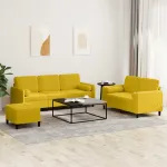 Set de canapele cu perne, 3 piese, galben, catifea GartenMobel Dekor