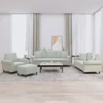 Set canapea cu perne, 4 piese, gri deschis, catifea GartenMobel Dekor