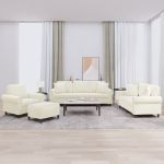 Set de canapele cu perne, 4 piese, crem, catifea GartenMobel Dekor