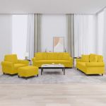 Set de canapele cu perne, 4 piese, galben, catifea GartenMobel Dekor