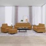 Set de canapele cu perne, 4 piese, maro, catifea GartenMobel Dekor