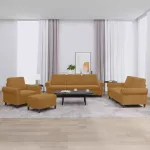 Set de canapele cu perne, 4 piese, maro, catifea GartenMobel Dekor