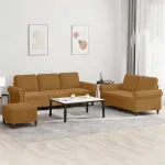 Set de canapele cu perne, 3 piese, maro, catifea GartenMobel Dekor