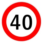 Autocolant limitare viteză 40 km/h pentru exterior, Ø13 cm, Cridem