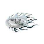 Ornament auto 3D crom Flaming 105x65 mm pentru Peugeot și Citroen