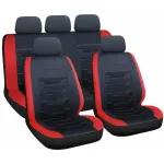 Huse scaun auto universale Drift, 9 piese, negru/rosu, compatibile airbag