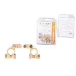Set 2 borne baterie auto Automax din alama, plus si minus, 5140