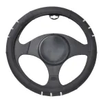 Husa volan neagra cu insertii cromate, material cauciucat, 37-39 cm