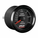 Manometru presiune turbo Black Analog 52 mm, 9-32V, iluminare alba