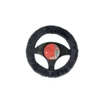 Husă volan din lână naturală neagră, 37-39 cm, Carpoint