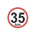 Autocolant reflectorizant limită viteză 35 km/h, diametru 150 mm