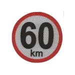 Autocolant reflectorizant limită viteză 60 km, diametru 150 mm