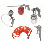 Kit compresor aer Carpoint 5 piese : Furtun presiune 4m si pistol umflat, lichid , vopsitorie si suflat aer
