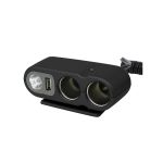 Priza auto dubla Carpoint cu 2 iesiri 12V, USB 5V si lumina