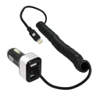 Incarcator auto Carpoint 5.8A cu 2 USB si cablu hibrid MicroUSB/8 pin