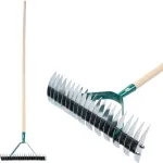 Greblă pentru gazon Strend Pro, 11/21 dinți, aerare și scarificare, coadă din lemn