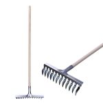 Greblă pentru gazon Strend Pro, 12 dinți, pentru aerare și scarificare, coadă din lemn