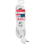Prelungitor electric Strend Pro cu 3 prize, 3 m, alb, DG-F803B