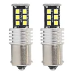 Set 2 becuri auto LED Canbus BA15D P21W 12-24V, 4.2W, 15 SMD AMIO