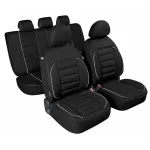 Huse scaun auto Sport Edition jacquard negre, 9 piese, compatibile airbag