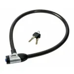 Antifurt cu cablu din otel 15 mm, 80 cm, cu 2 chei, negru