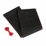 Husă volan din piele Sport Lampa, mărimea L, 37-39 cm, negru-roșu