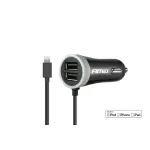 Incarcator auto AMIO 12/24V cu Lightning si 2 porturi USB 2.4A