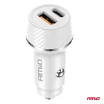 Incarcator auto AMIO USB-A si USB-C 20W pentru priza 12V/24V