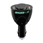 Priză triplă brichetă auto Duo-3 12V cu 2 porturi USB, Lampa