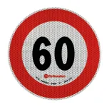 Autocolant reflectorizant limitare viteză 60 km/h, clasa 2, Ø20 cm