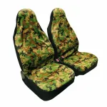Huse universale scaun față Camouflage din poliester, set 2 bucăți