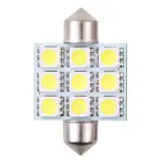 Bec LED sofit C5W 36 mm 12V cu 9 SMD, soclu SV8.5-8, alb, set 2 buc
