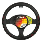 Husă volan din imitație piele Spa, M 37-39 cm, negru/roșu