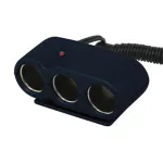 Priză auto triplă Carpoint 12V cu LED, cablu 90 cm și siguranță