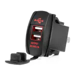 Priză USB dublă auto 12-24V, 5V 3.1A, cu LED roșu, rezistentă la apă