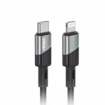 Cablu USB-C la Lightning 20W, 1 m, cu LED, pentru iPhone si iPad, negru